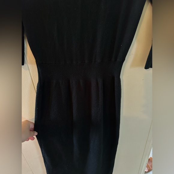 Black Cable Knit Sweater Dress with Pearl Details - Picture 8 of 8